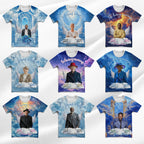 10 Blue Memorial Editable All Over T Shirt Template, In Loving Memory All Over Shirt, Rest in Peace, Funeral Shirt, Perfect for Sublimation - Editable Memorial Canva Template