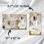 Trifold White Rose Glitter Frame Funeral Program Template, Celebration of Life Obituary Program, Memorial Program, In Loving Memory Template - Editable Memorial Canva Template