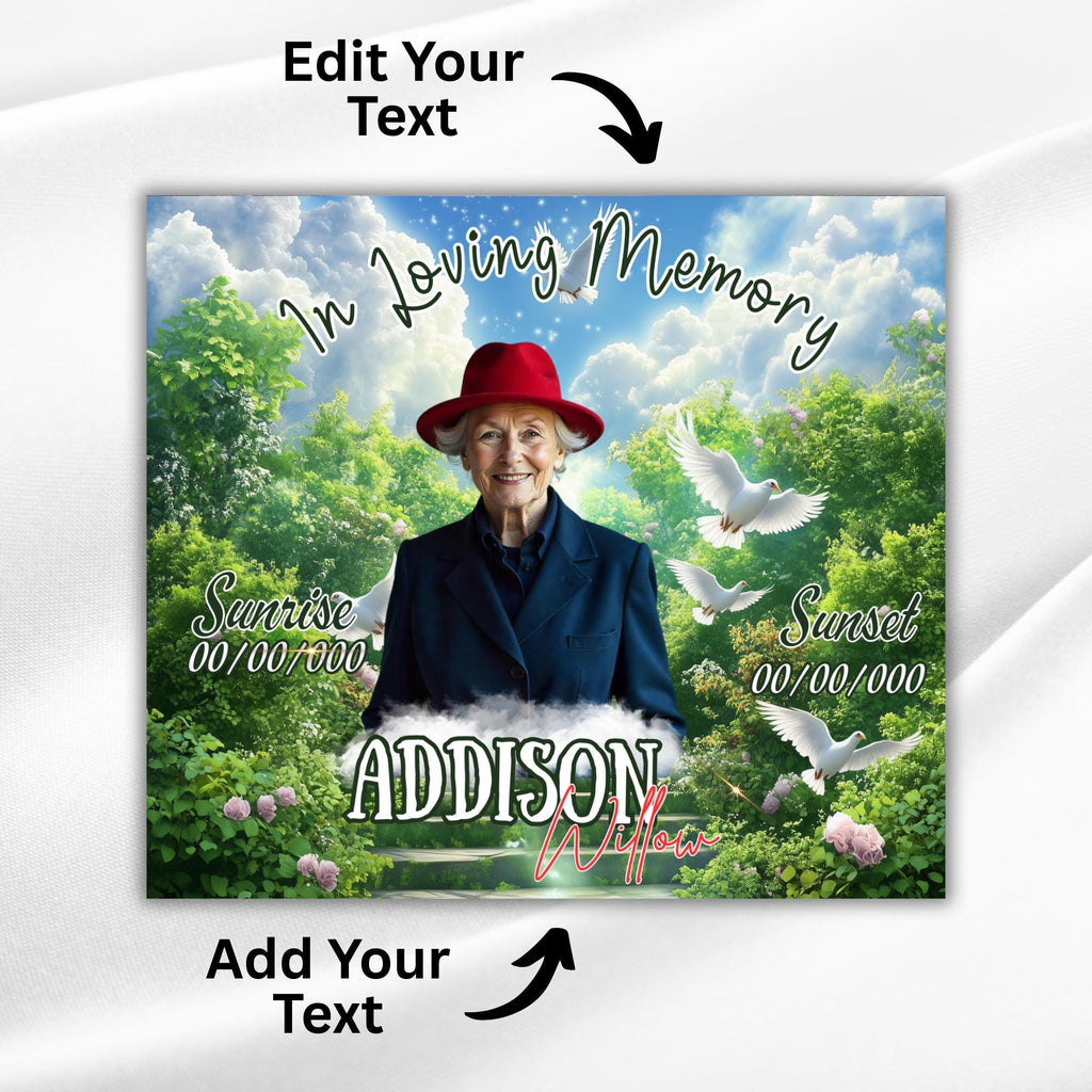 Memorial Tumbler Canva Editable Template Bundle, In Loving Memory Tumbler Template, Memorial Blue Tumbler, Add your Own Photo Canva Tumbler - Editable Memorial Canva Template