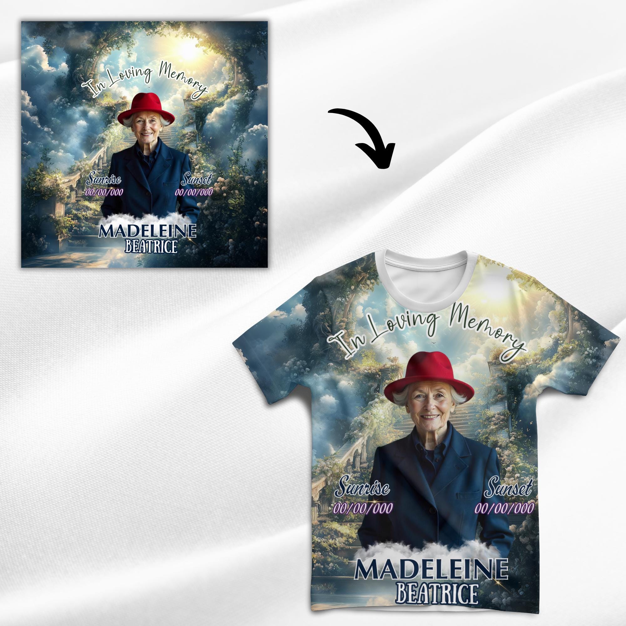 10 In Loving Memory Canva Editable All Over T Shirt Templates, Memorial Shirt Bundle, Rest in Peace, Funeral Shirt, Perfect for Sublimation - Editable Memorial Canva Template