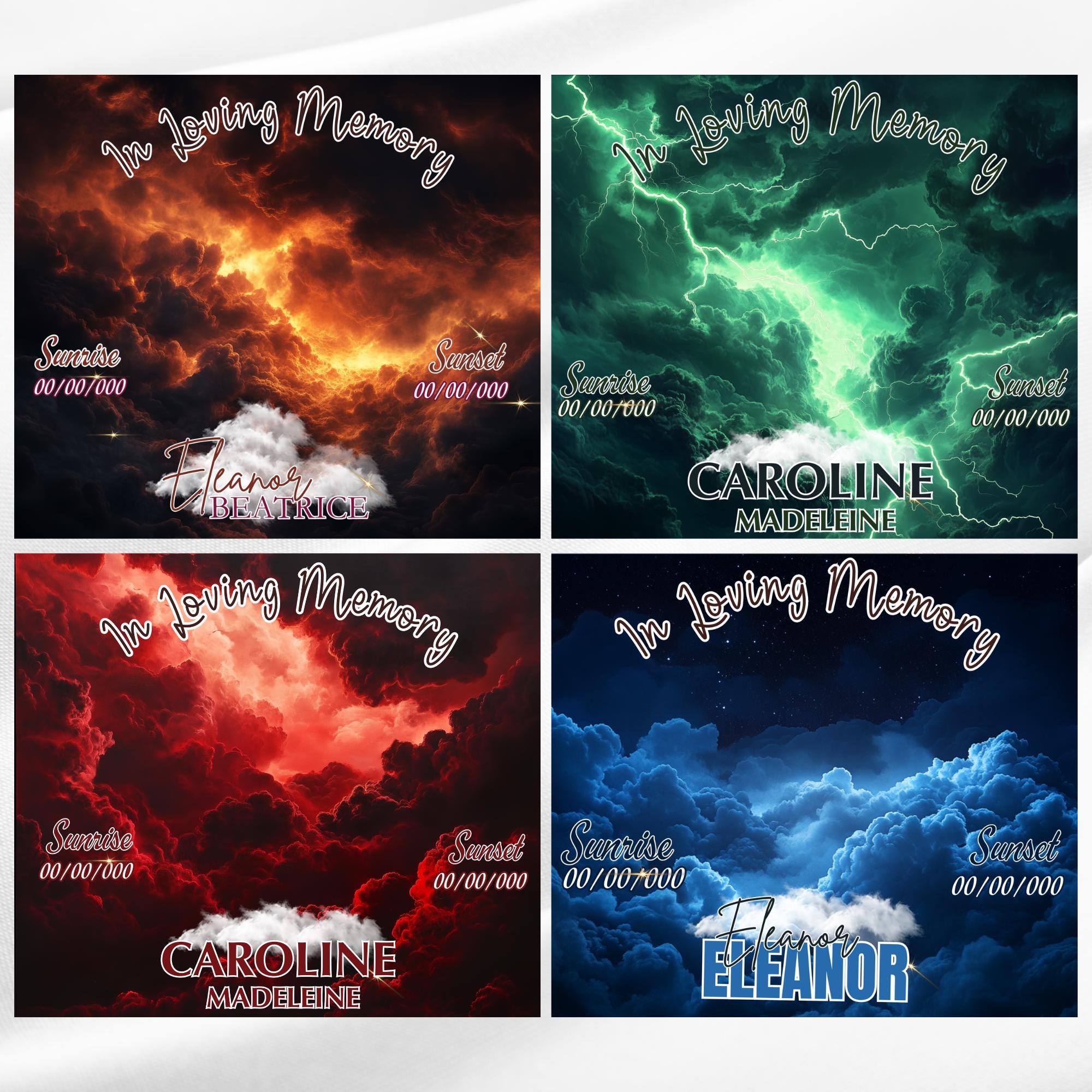 10 In Loving Memory Canva Editable Templates, Memorial Editable Template, Funeral & Memorial Designs, Memorial Backgrounds, Rest In Peace - Editable Memorial Canva Template