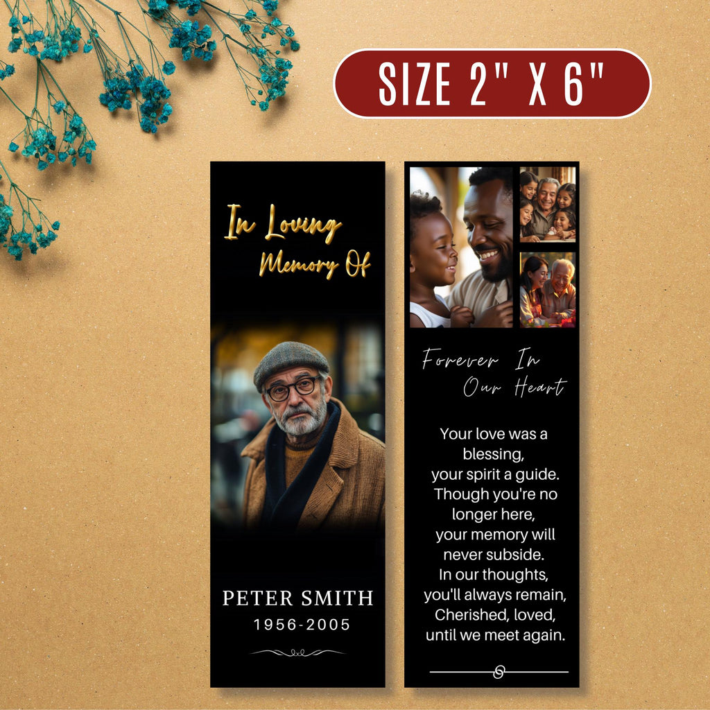 In Loving Memory Bookmark Canva Editable Template, Memorial Bookmark Template, Rest in Piece Bookmark Design, Funeral memorial Template - Editable Memorial Canva Template