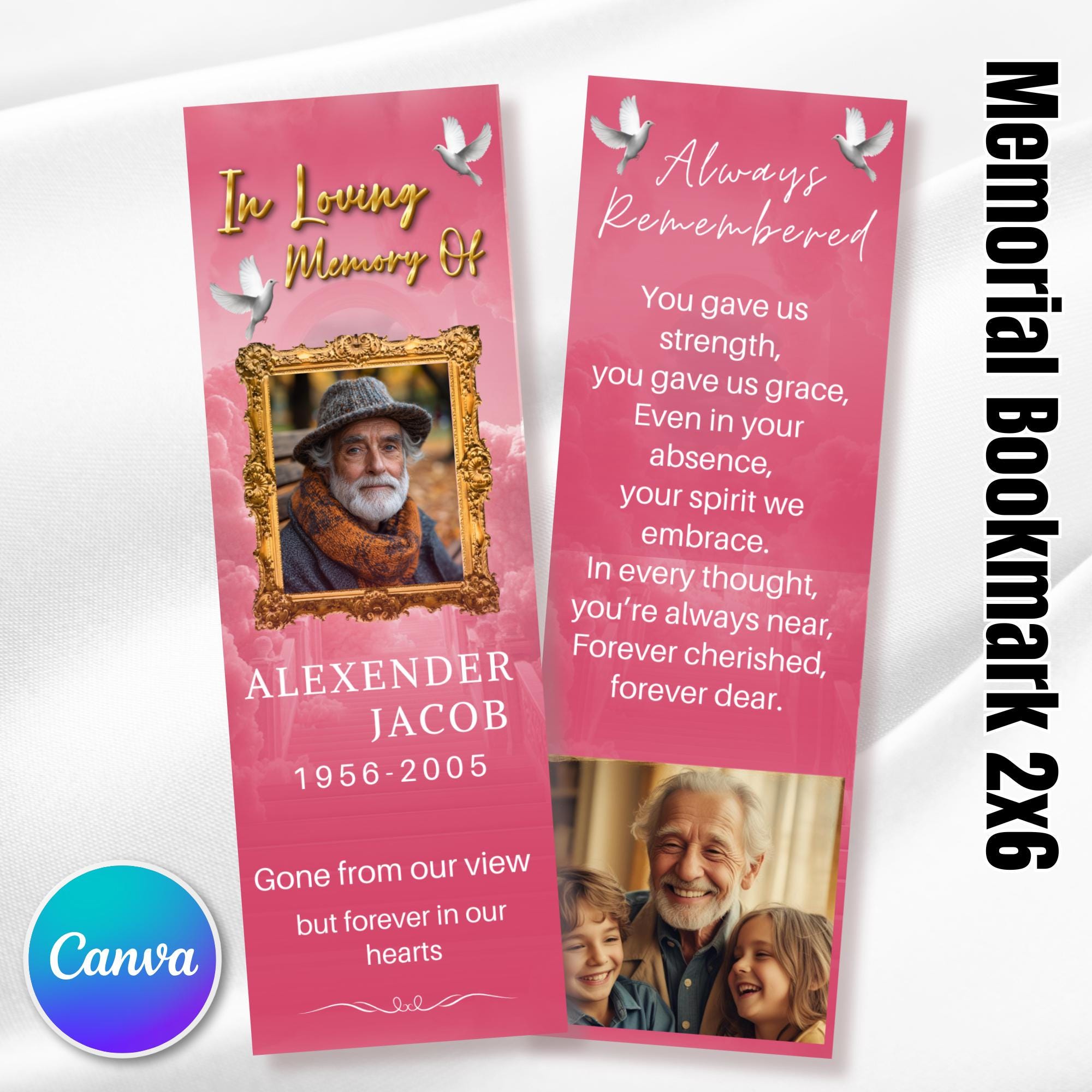 In Loving Memory Bookmark Canva Editable Template, Memorial Bookmark Template, Rest in Piece Bookmark Design, Funeral memorial Template - Editable Memorial Canva Template