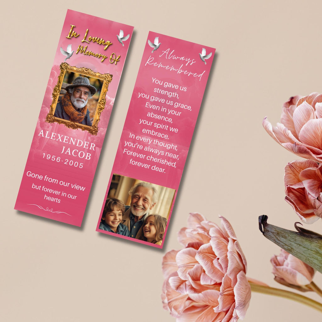 In Loving Memory Bookmark Canva Editable Template, Memorial Bookmark Template, Rest in Piece Bookmark Design, Funeral memorial Template - Editable Memorial Canva Template