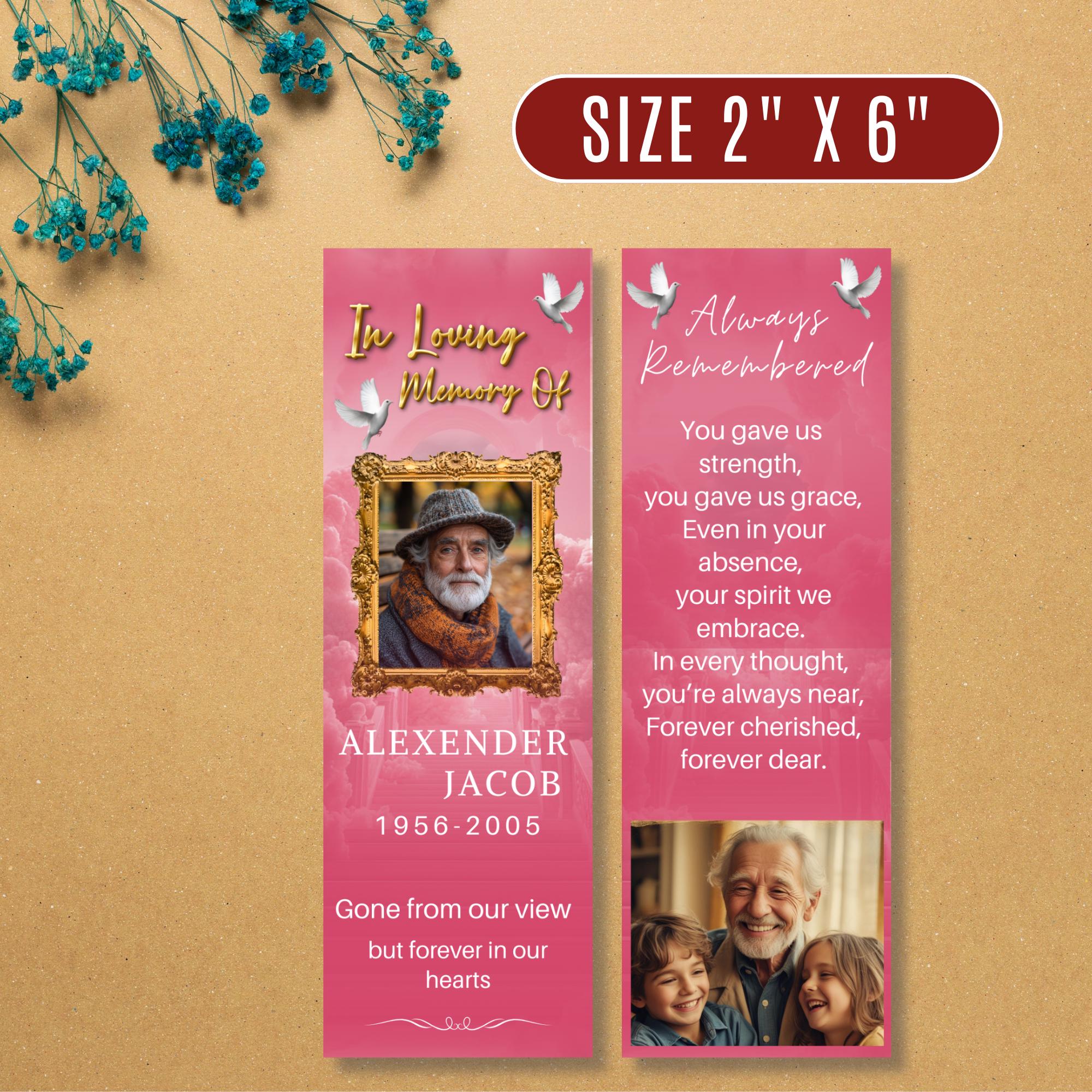In Loving Memory Bookmark Canva Editable Template, Memorial Bookmark Template, Rest in Piece Bookmark Design, Funeral memorial Template - Editable Memorial Canva Template