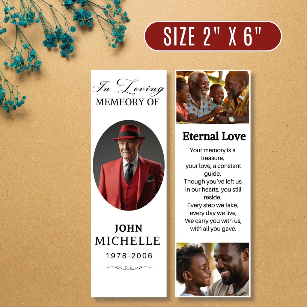 In Loving Memory Bookmark Canva Editable Template, Memorial Bookmark Template, Rest in Piece Bookmark Design, Funeral memorial Template - Editable Memorial Canva Template