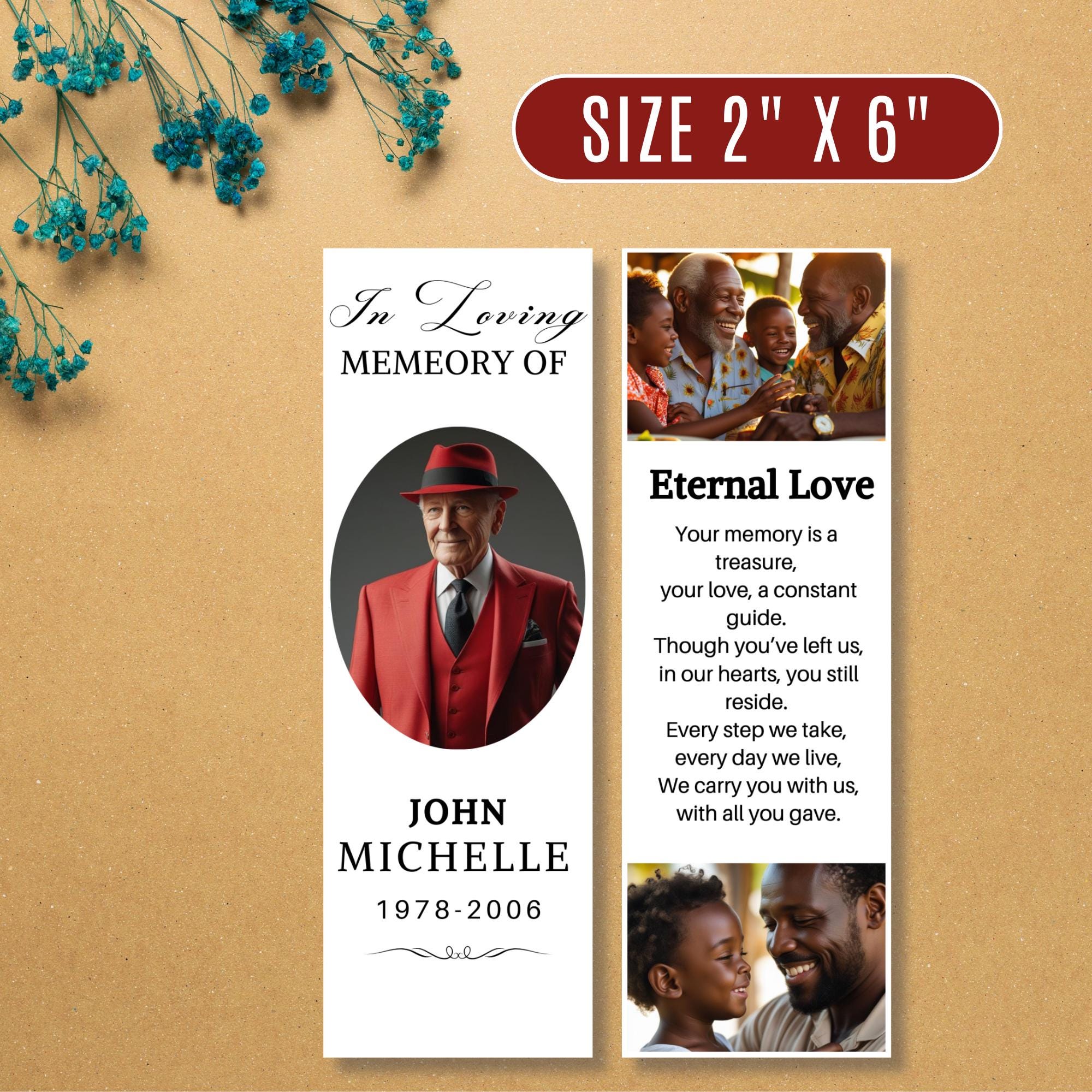 In Loving Memory Bookmark Canva Editable Template, Memorial Bookmark Template, Rest in Piece Bookmark Design, Funeral memorial Template - Editable Memorial Canva Template