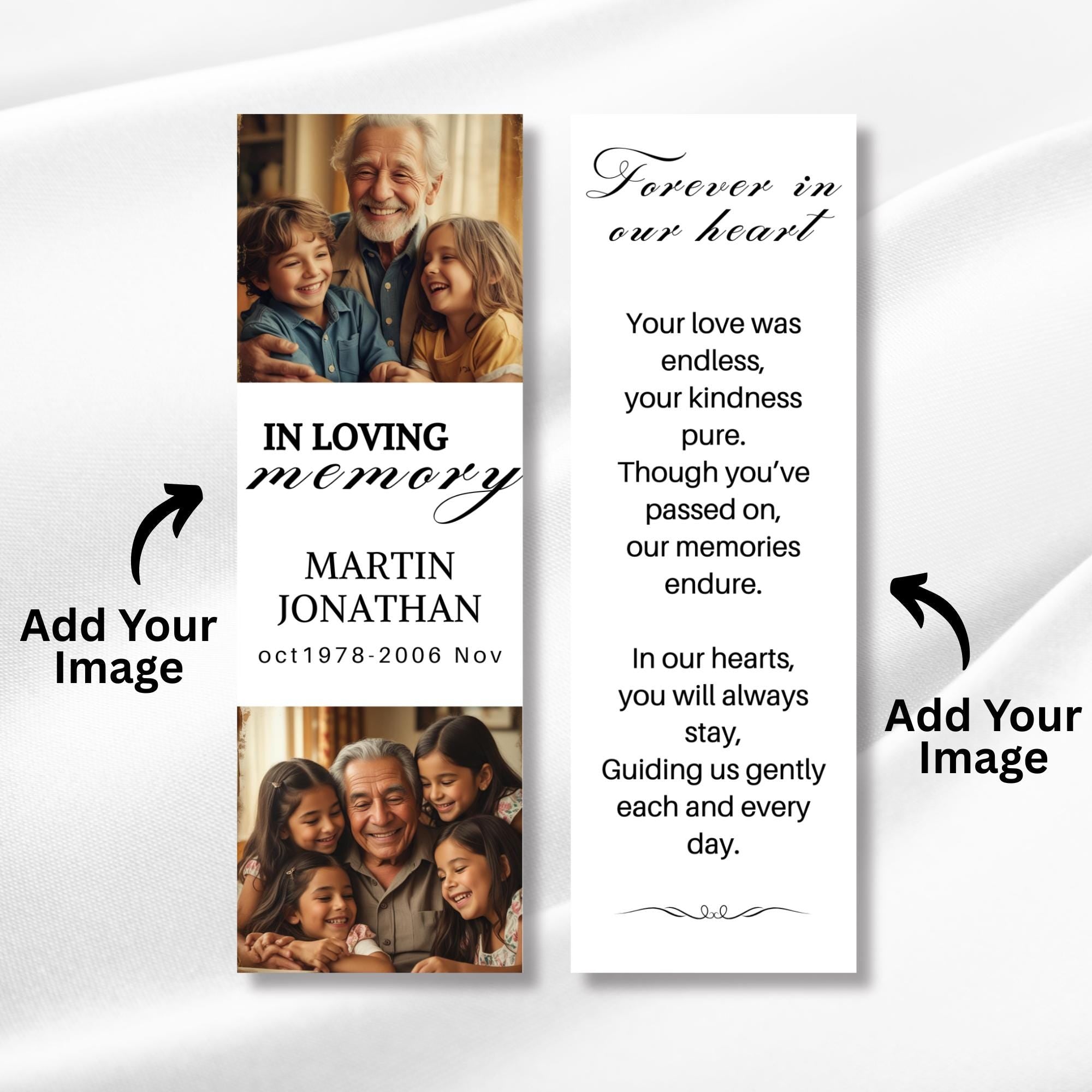 In Loving Memory Bookmark Canva Editable Template, Memorial Bookmark Template, Rest in Piece Bookmark Design, Funeral memorial Template - Editable Memorial Canva Template