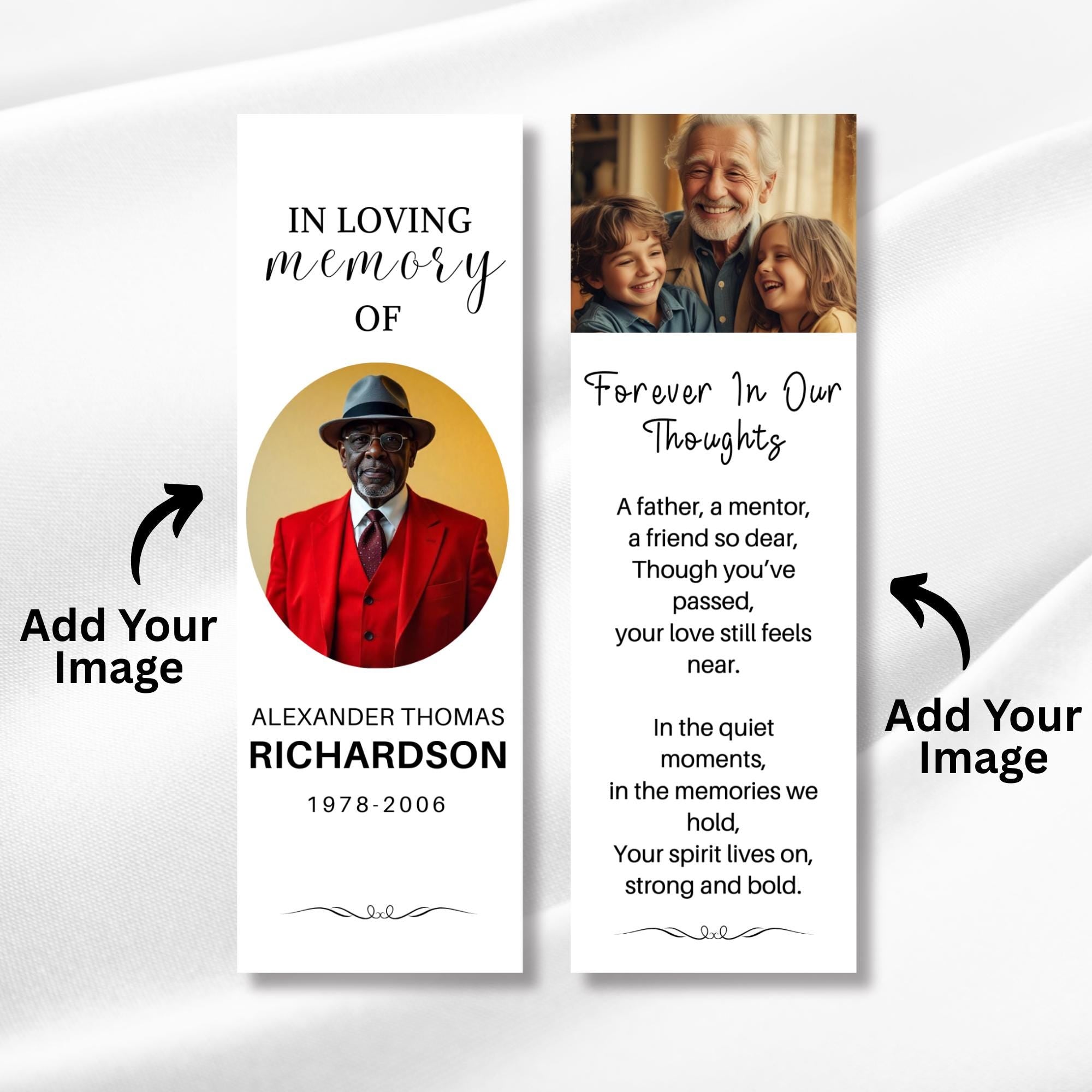 In Loving Memory Bookmark Canva Editable Template, Memorial Bookmark Template, Rest in Piece Bookmark Design, Funeral memorial Template - Editable Memorial Canva Template
