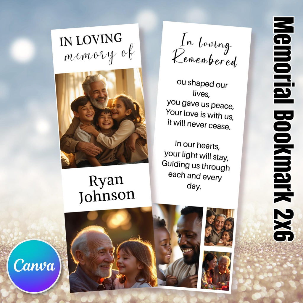 In Loving Memory Bookmark Canva Editable Template, Memorial Bookmark Template, Rest in Piece Bookmark Design, Funeral memorial Template - Editable Memorial Canva Template