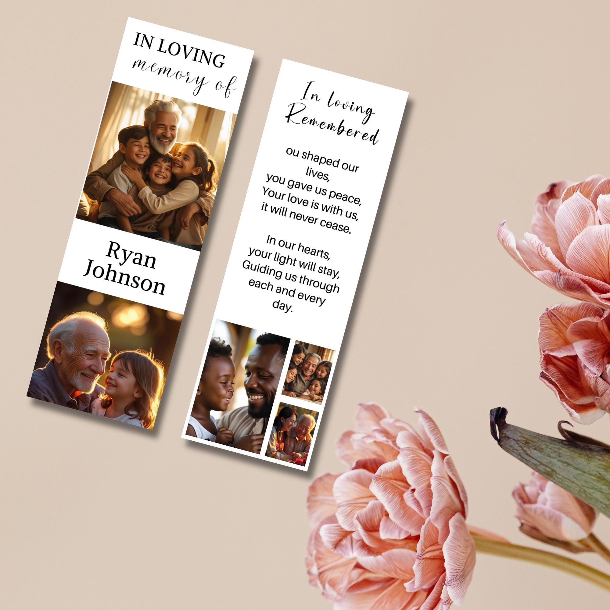 In Loving Memory Bookmark Canva Editable Template, Memorial Bookmark Template, Rest in Piece Bookmark Design, Funeral memorial Template - Editable Memorial Canva Template