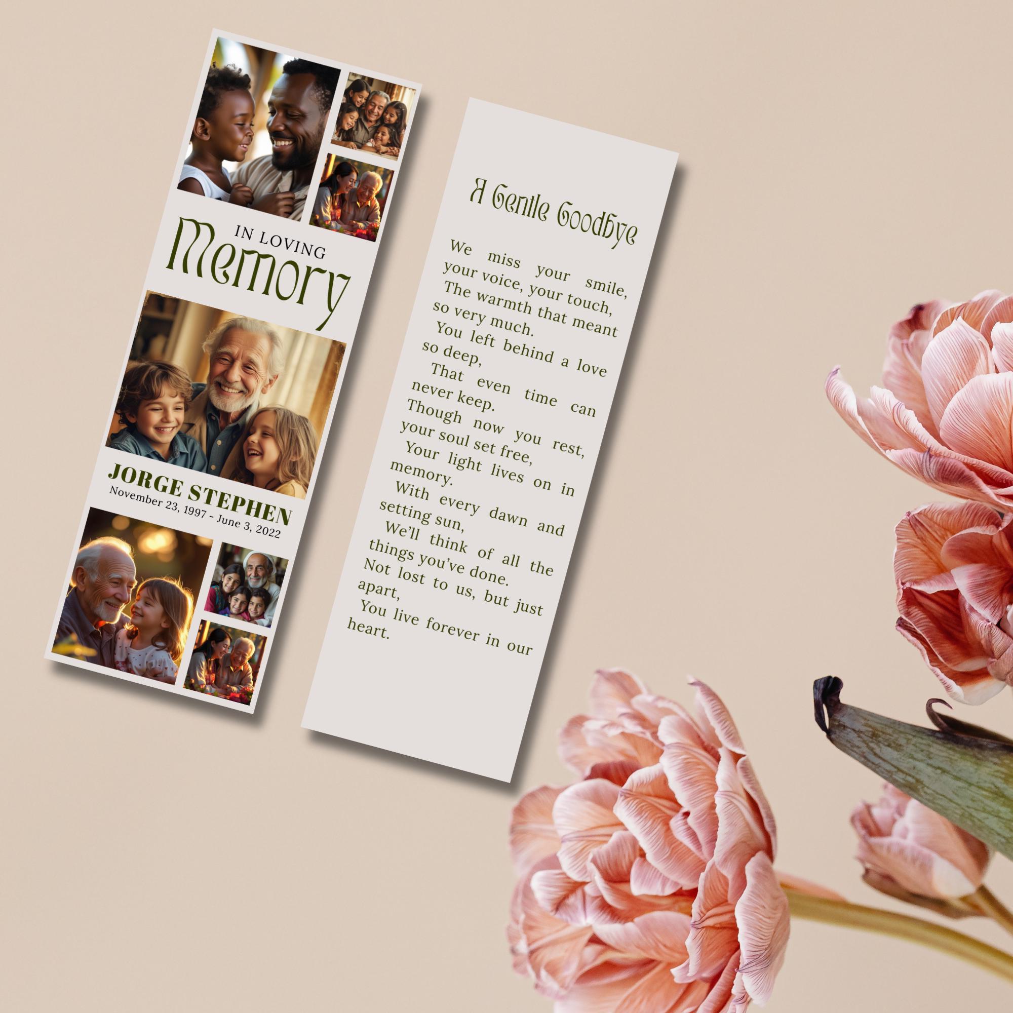 In Loving Memory Bookmark Canva Editable Template, Memorial Bookmark Template, Rest in Piece Bookmark Design, Funeral memorial Template - Editable Memorial Canva Template
