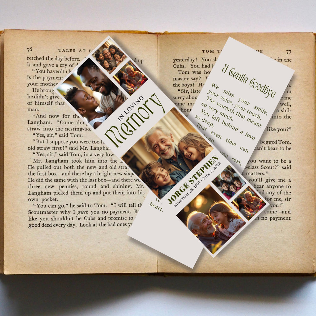 In Loving Memory Bookmark Canva Editable Template, Memorial Bookmark Template, Rest in Piece Bookmark Design, Funeral memorial Template - Editable Memorial Canva Template