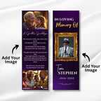 In Loving Memory Purple Bookmark Canva Editable Template, Memorial Bookmark Template, Rest in Piece Bookmark, Funeral memorial Template - Editable Memorial Canva Template