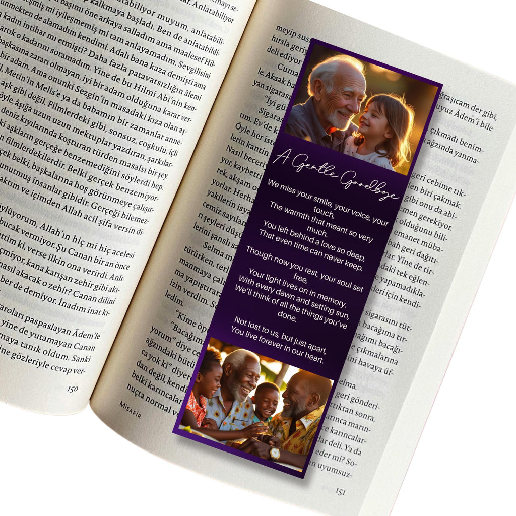 In Loving Memory Purple Bookmark Canva Editable Template, Memorial Bookmark Template, Rest in Piece Bookmark, Funeral memorial Template - Editable Memorial Canva Template
