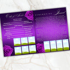 04 Pages Purple Funeral Program Template, Bi-Fold Funeral Program, Obituary Celebration Of Life Program, Digital Download - Editable Memorial Canva Template