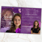 04 Pages Purple Funeral Program Template, Bi-Fold Funeral Program, Obituary Celebration Of Life Program, Digital Download - Editable Memorial Canva Template