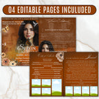 04 Pages Funeral Program Template, Bi-Fold Funeral Program, Obituary Celebration Of Life Program, Memorial Canva Template, Digital Download - Editable Memorial Canva Template
