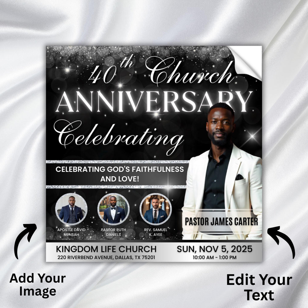 08 Memorial Church Anniversary Flyer Canva Editable Template, In Loving Memory Flyer, Rest In Piecs Flyer, Funeral Invite Flyer Template - Editable Memorial Canva Template