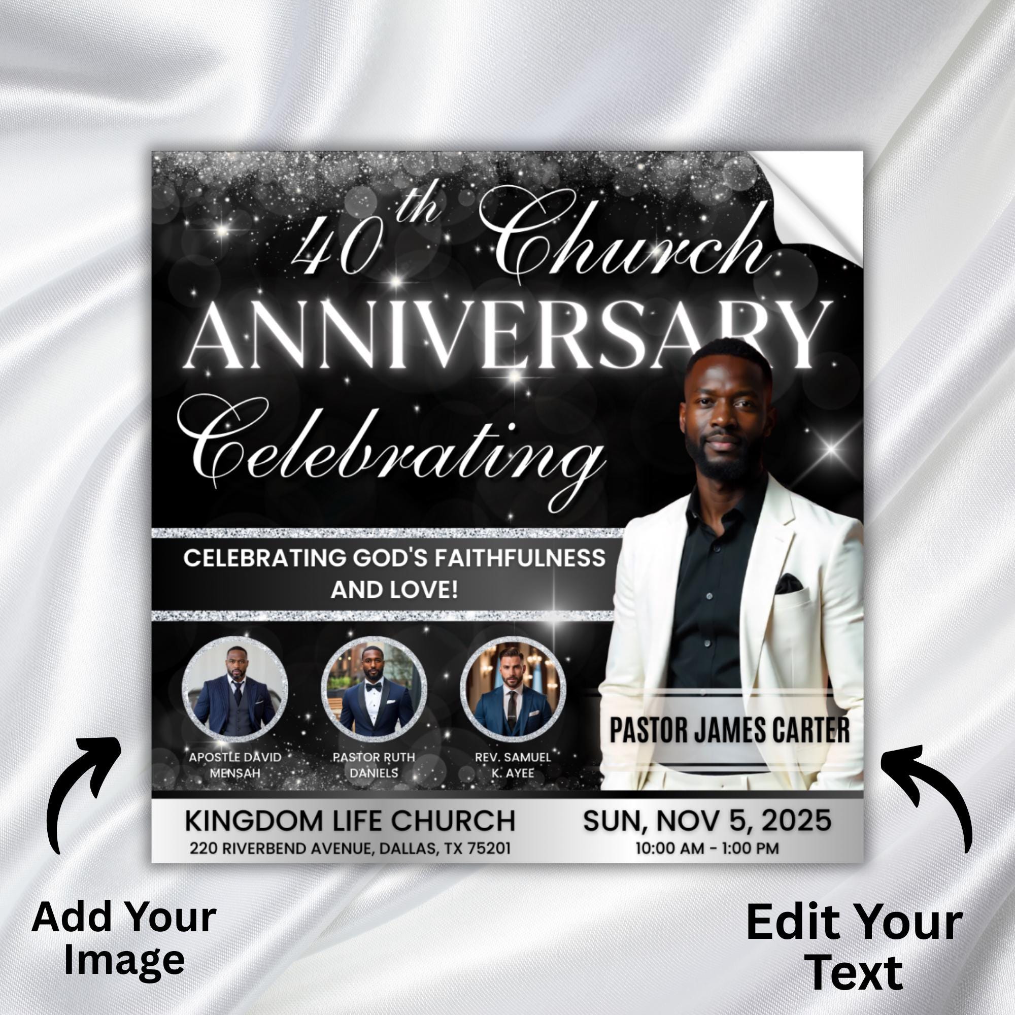 08 Memorial Church Anniversary Flyer Canva Editable Template, In Loving Memory Flyer, Rest In Piecs Flyer, Funeral Invite Flyer Template - Editable Memorial Canva Template