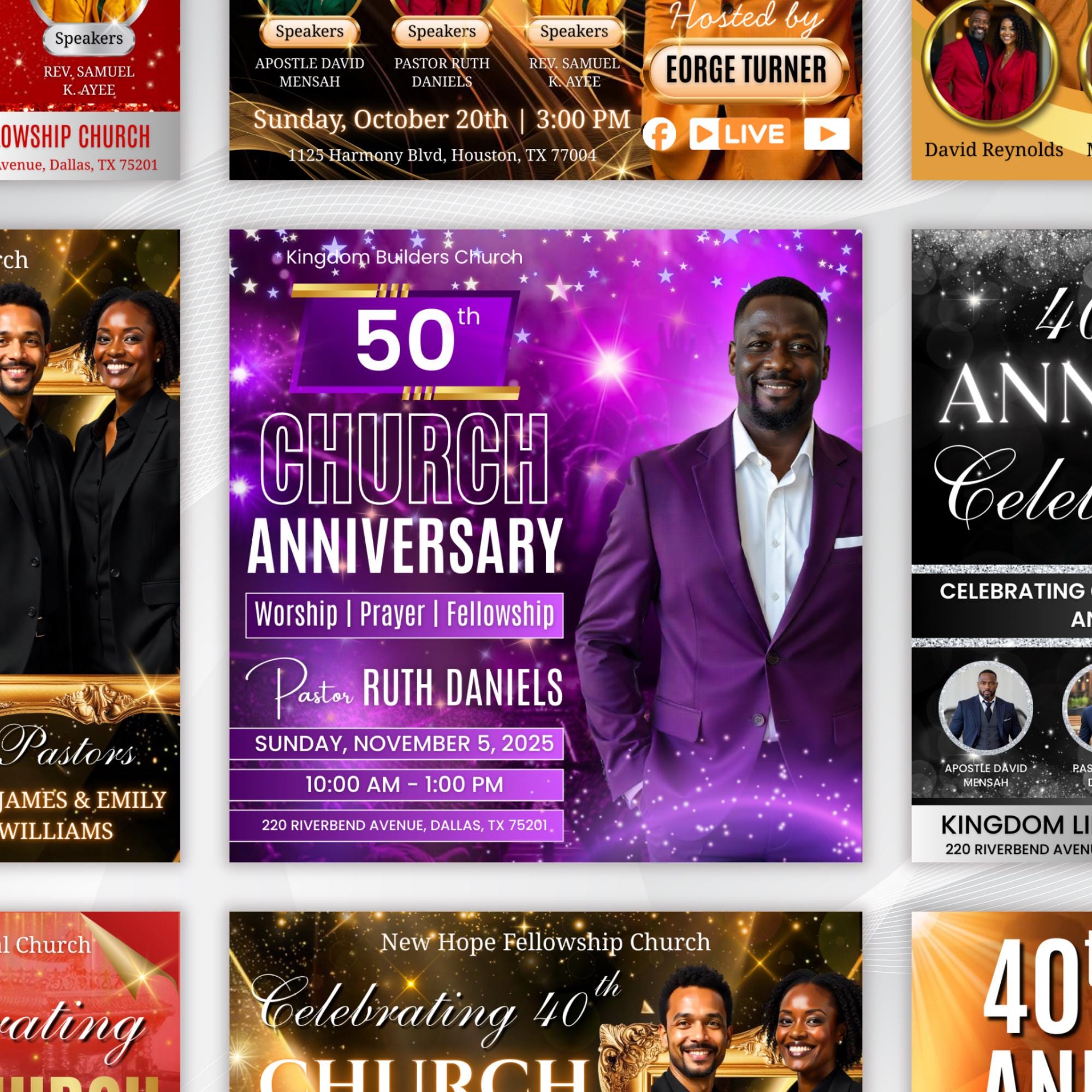08 Memorial Church Anniversary Flyer Canva Editable Template, In Loving Memory Flyer, Rest In Piecs Flyer, Funeral Invite Flyer Template - Editable Memorial Canva Template