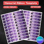 In Loving Memory Purple Ribbon Canva Editable Template, Rest in Piece Ribbon Design, Funeral memorial Template, Memorial Ribbon Template - Editable Memorial Canva Template