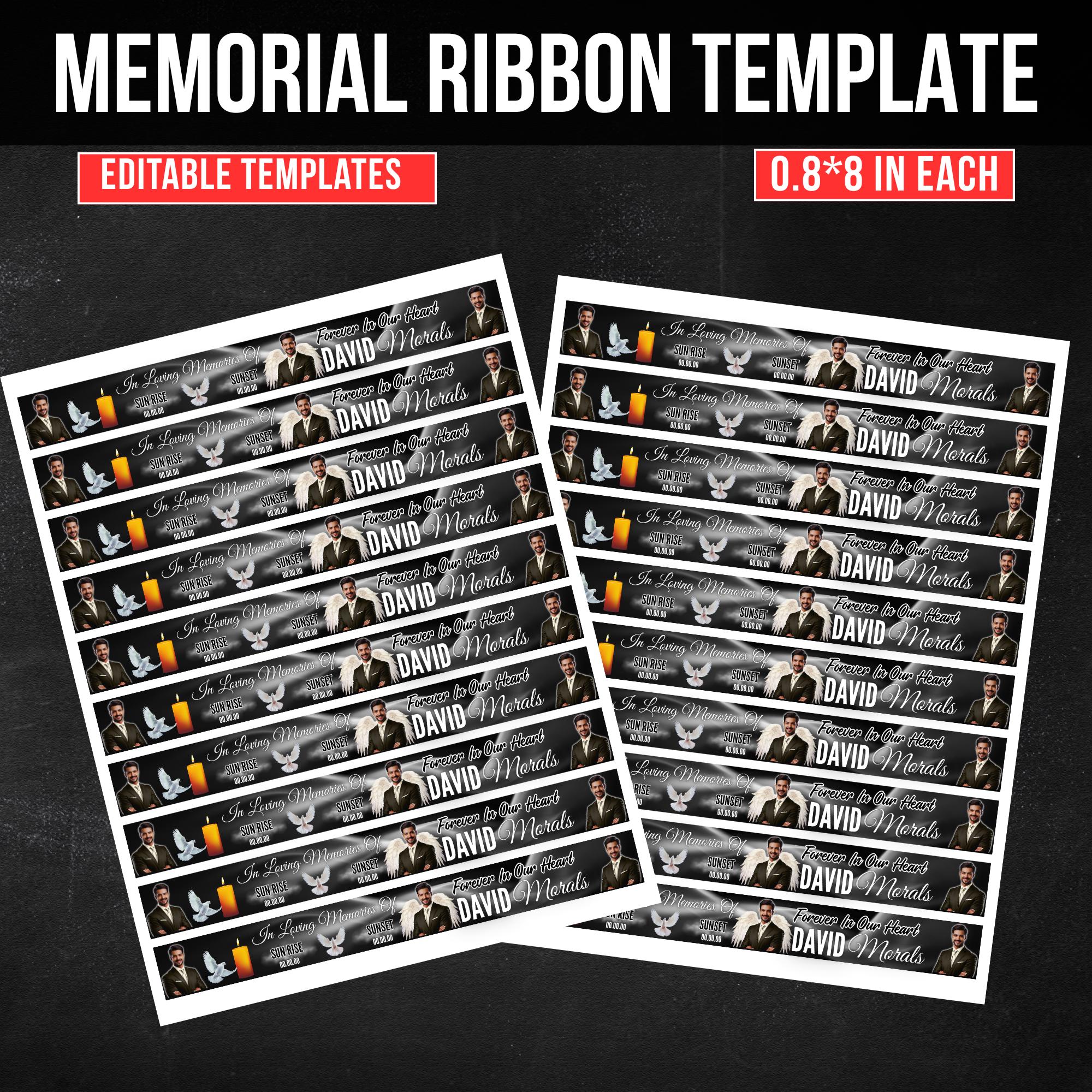 In Loving Memory Black Ribbon Canva Editable Template, Rest in Piece Ribbon Design, Funeral memorial Template, Memorial Ribbon Template - Editable Memorial Canva Template