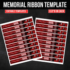 In Loving Memory Red Ribbon Canva Editable Template, Rest in Piece Ribbon Design, Funeral memorial Template, Memorial Ribbon Template - Editable Memorial Canva Template