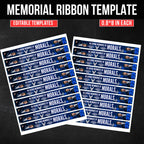 In Loving Memory Blue Ribbon Canva Editable Template, Rest in Piece Ribbon Design, Funeral memorial Template, Memorial Ribbon Template - Editable Memorial Canva Template