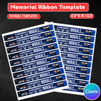 In Loving Memory Blue Ribbon Canva Editable Template, Rest in Piece Ribbon Design, Funeral memorial Template, Memorial Ribbon Template - Editable Memorial Canva Template