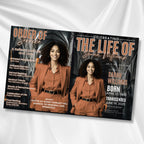 08 Pages Tabloid Black Funeral Program Template, Bi-Fold Funeral Program, In Loving Memory, Obituary Celebration Of Life Program - Editable Memorial Canva Template