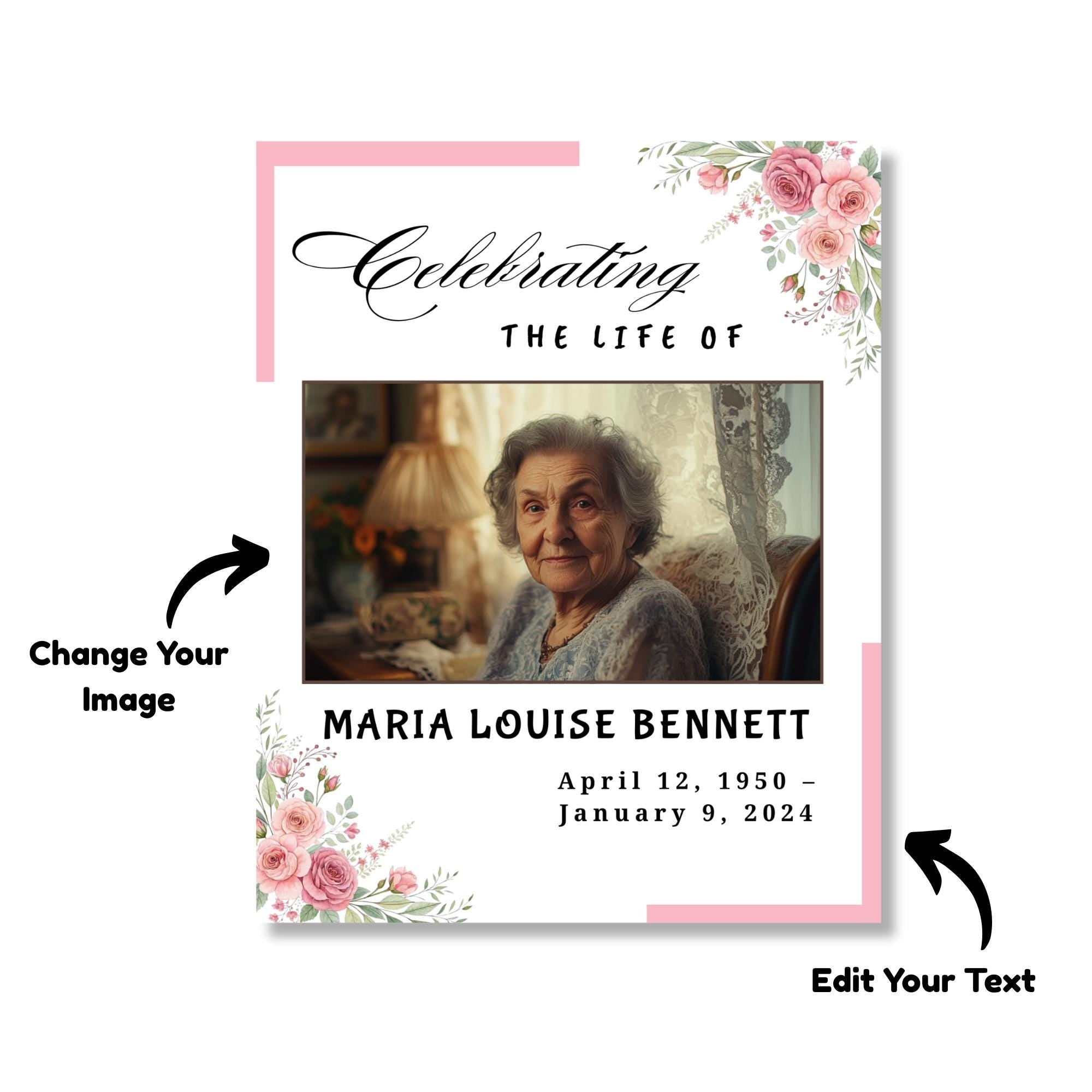 Memorial Funeral Welcome Sign Template, In Loving Memory Template, Editable Celebration of Life Poster, Printable Funeral Remembrance Card - Editable Memorial Canva Template