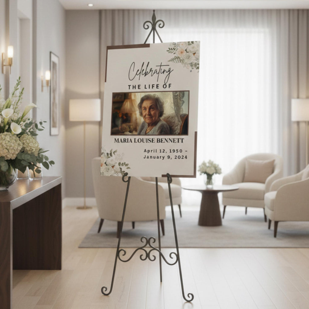 Memorial Funeral Welcome Sign Template, In Loving Memory Template, Editable Celebration of Life Poster, Printable Funeral Remembrance Card - Editable Memorial Canva Template
