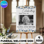 Memorial Funeral Welcome Sign Template, In Loving Memory Template, Editable Celebration of Life Poster, Printable Funeral Remembrance Card - Editable Memorial Canva Template