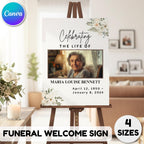 Memorial Funeral Welcome Sign Template, In Loving Memory Template, Editable Celebration of Life Poster, Printable Funeral Remembrance Card - Editable Memorial Canva Template