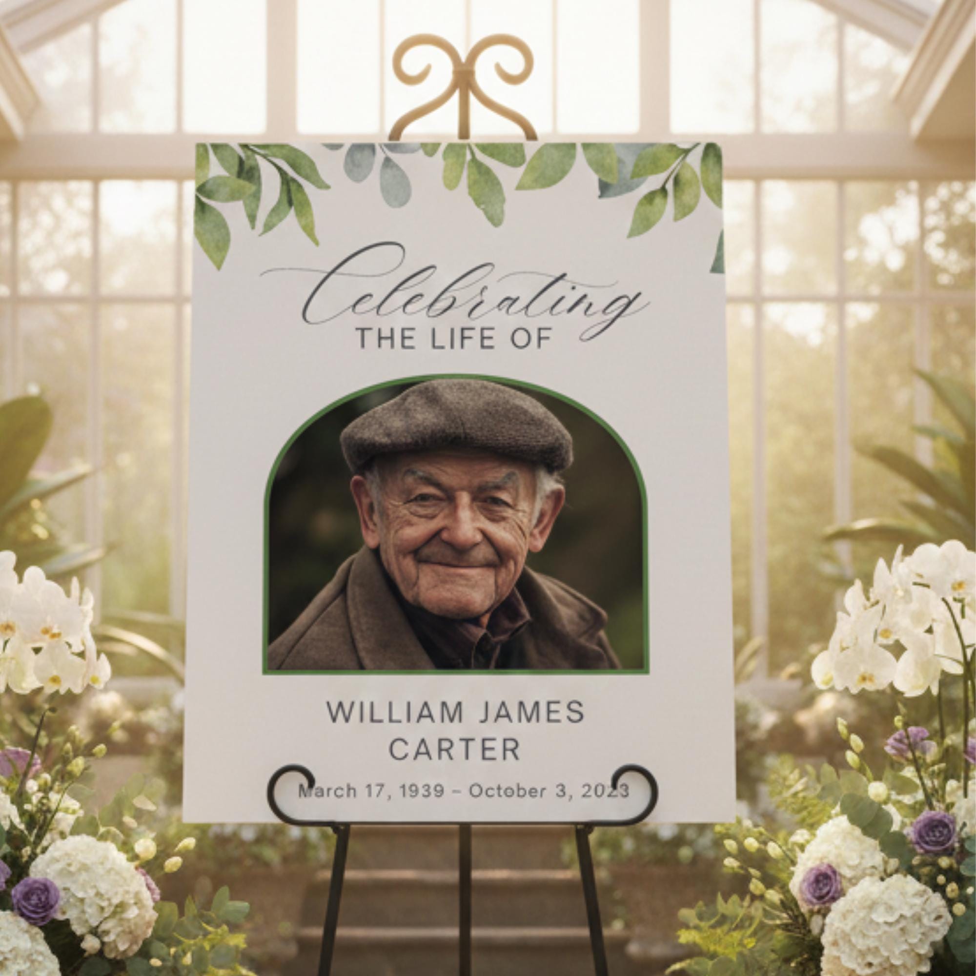 Memorial Funeral Welcome Sign Template, In Loving Memory Template, Editable Celebration of Life Poster, Printable Funeral Remembrance Card - Editable Memorial Canva Template