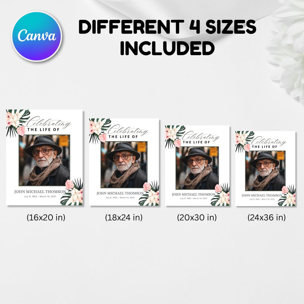 Memorial Funeral Welcome Sign Template, In Loving Memory Template, Editable Celebration of Life Poster, Printable Funeral Remembrance Card - Editable Memorial Canva Template