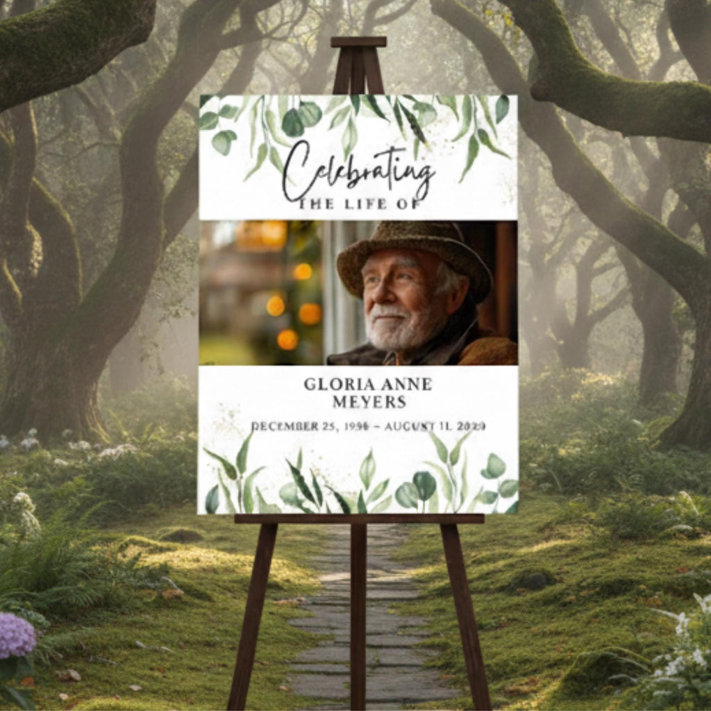 Memorial Funeral Welcome Sign Template, In Loving Memory Template, Editable Celebration of Life Poster, Printable Funeral Remembrance Card - Editable Memorial Canva Template