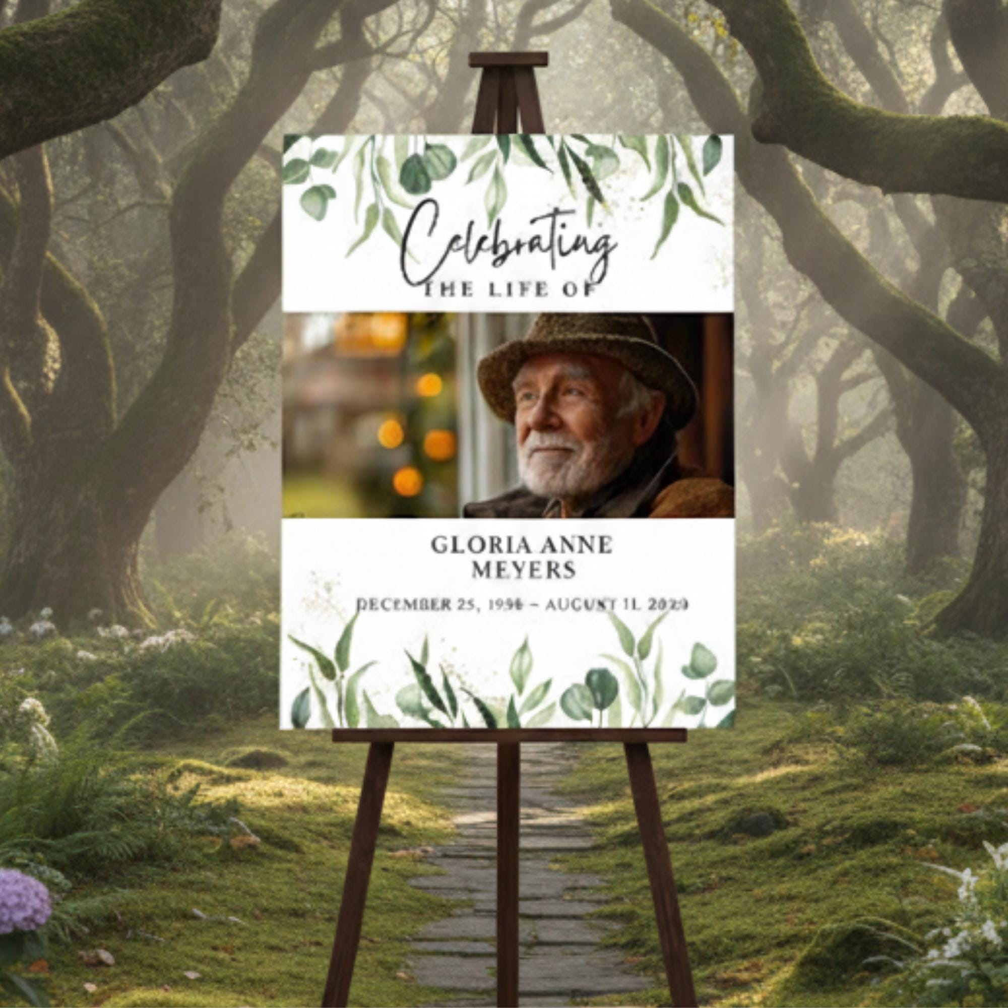 Memorial Funeral Welcome Sign Template, In Loving Memory Template, Editable Celebration of Life Poster, Printable Funeral Remembrance Card - Editable Memorial Canva Template