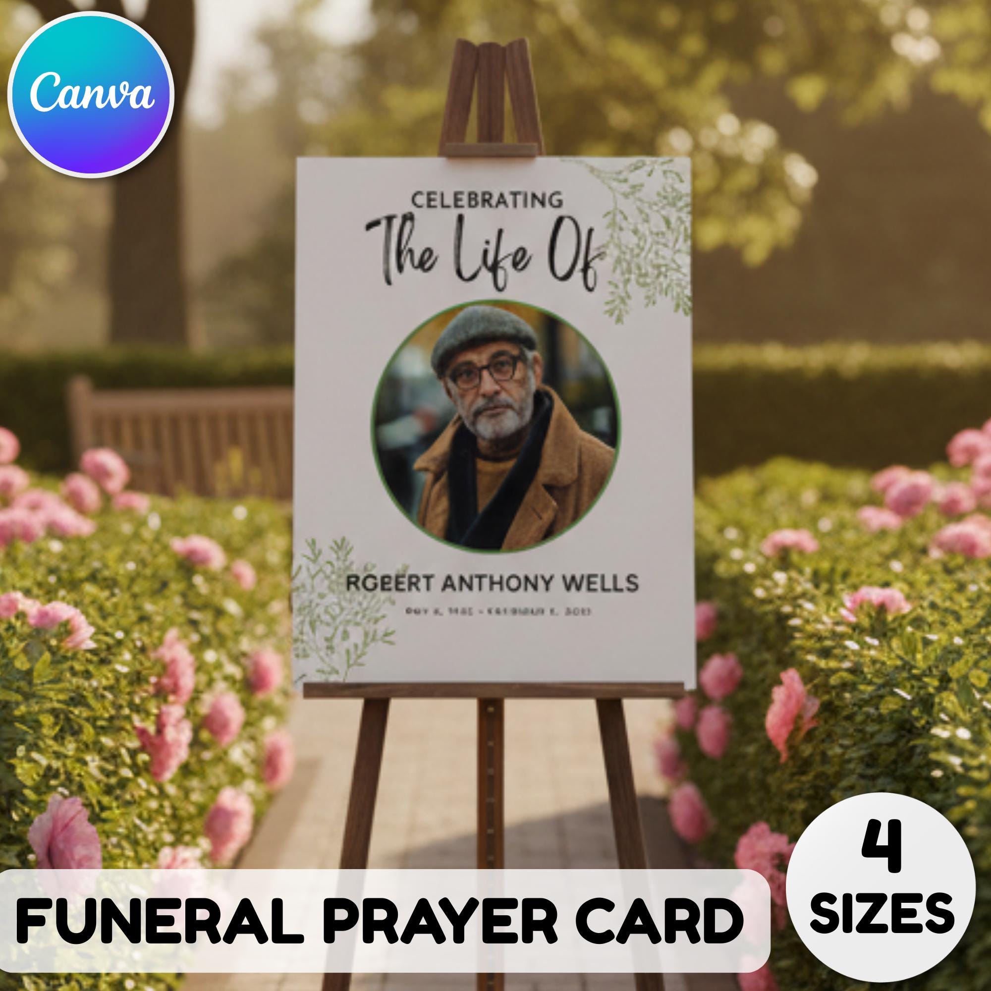 Memorial Funeral Welcome Sign Template, In Loving Memory Template, Editable Celebration of Life Poster, Printable Funeral Remembrance Card - Editable Memorial Canva Template