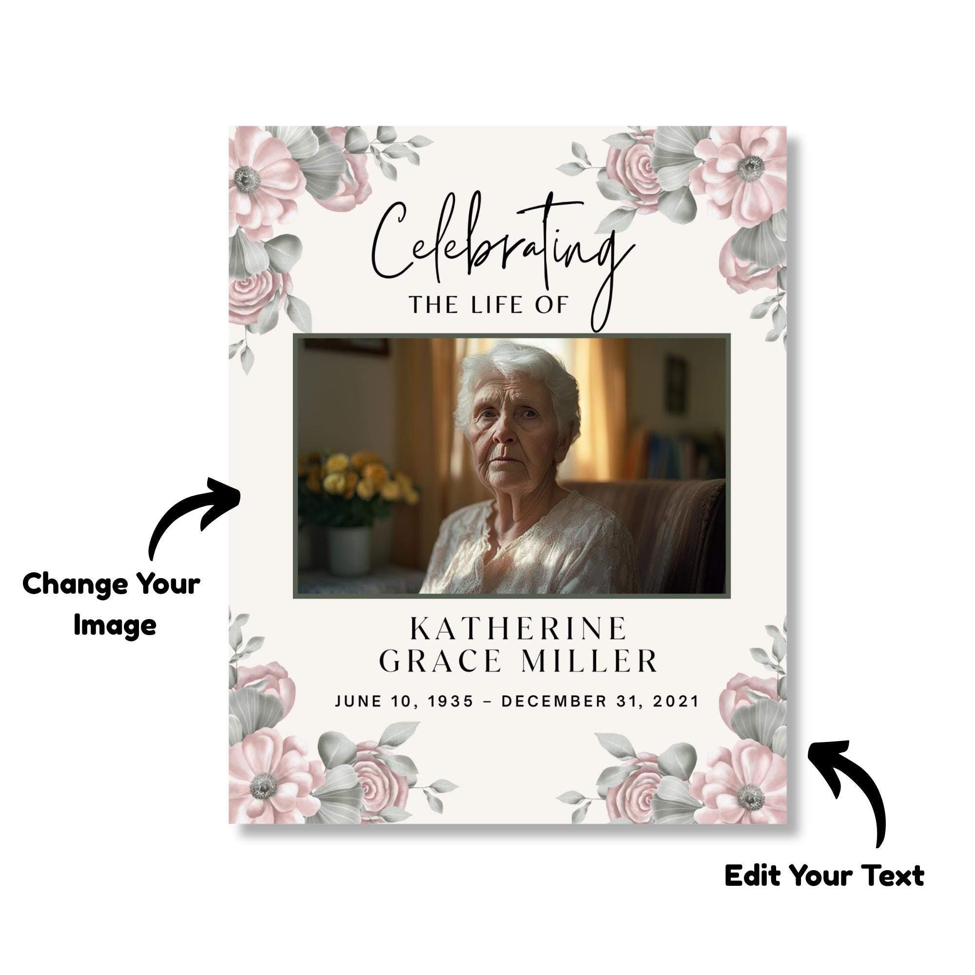 Memorial Funeral Welcome Sign Template, In Loving Memory Template, Editable Celebration of Life Poster, Printable Funeral Remembrance Card - Editable Memorial Canva Template