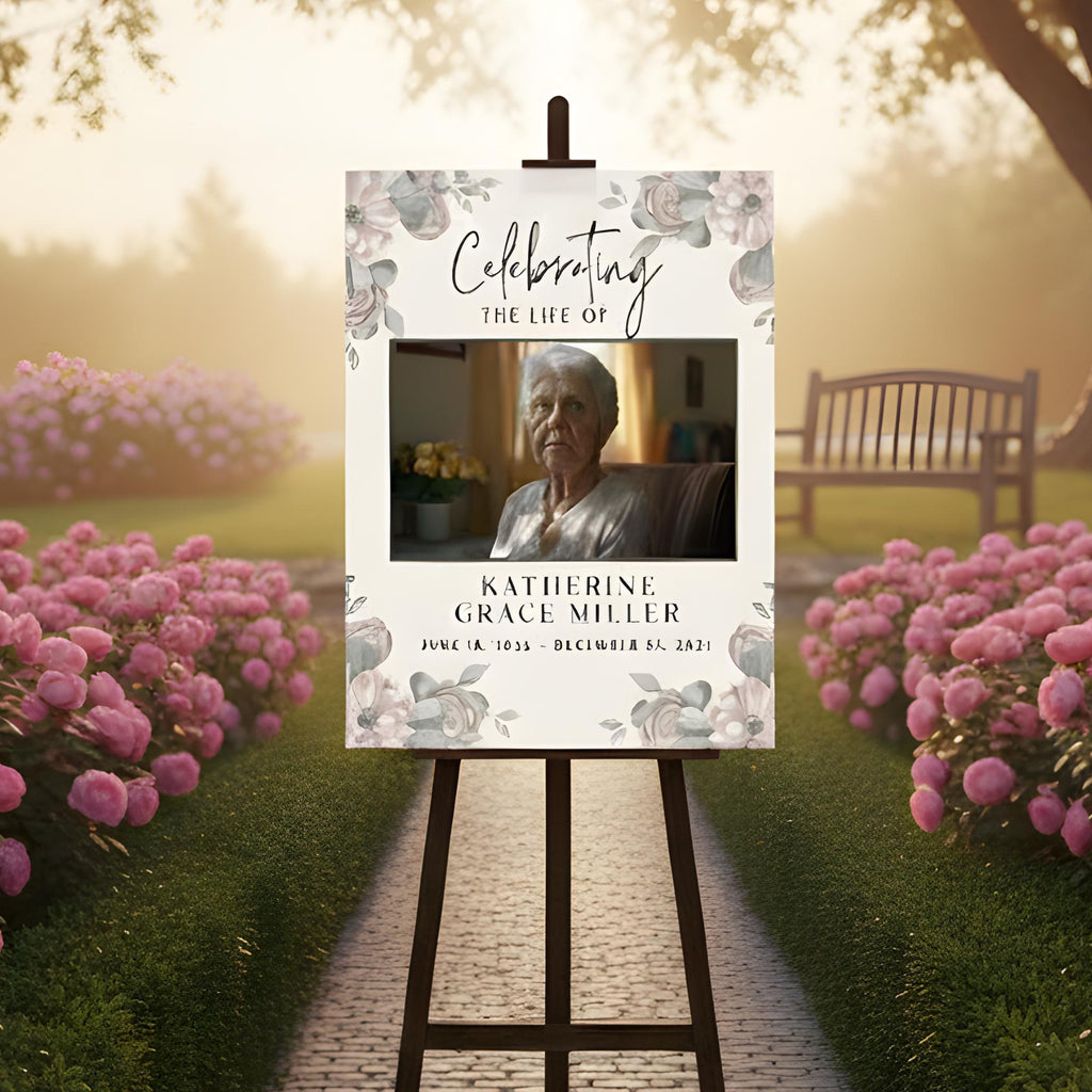 Memorial Funeral Welcome Sign Template, In Loving Memory Template, Editable Celebration of Life Poster, Printable Funeral Remembrance Card - Editable Memorial Canva Template