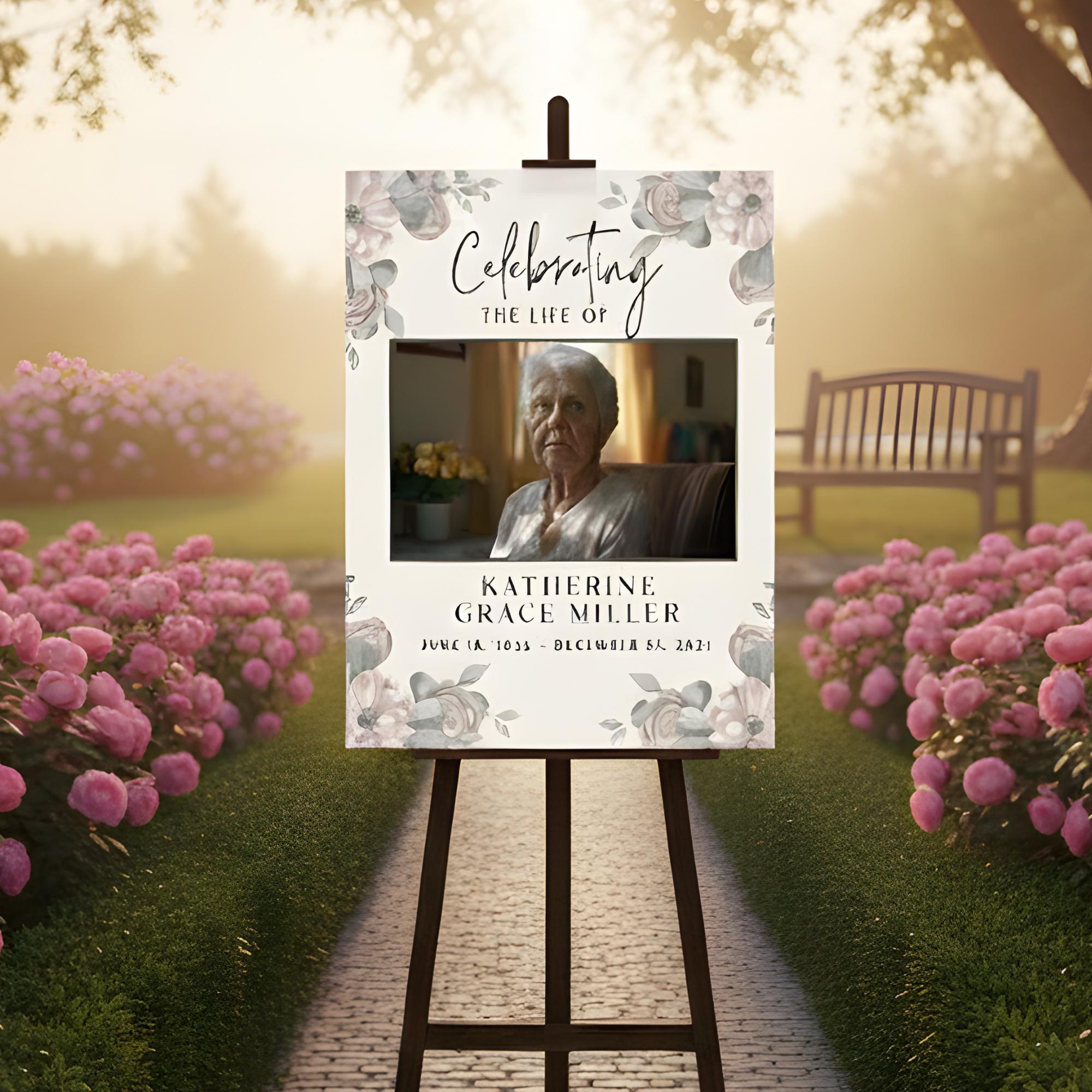 Memorial Funeral Welcome Sign Template, In Loving Memory Template, Editable Celebration of Life Poster, Printable Funeral Remembrance Card - Editable Memorial Canva Template