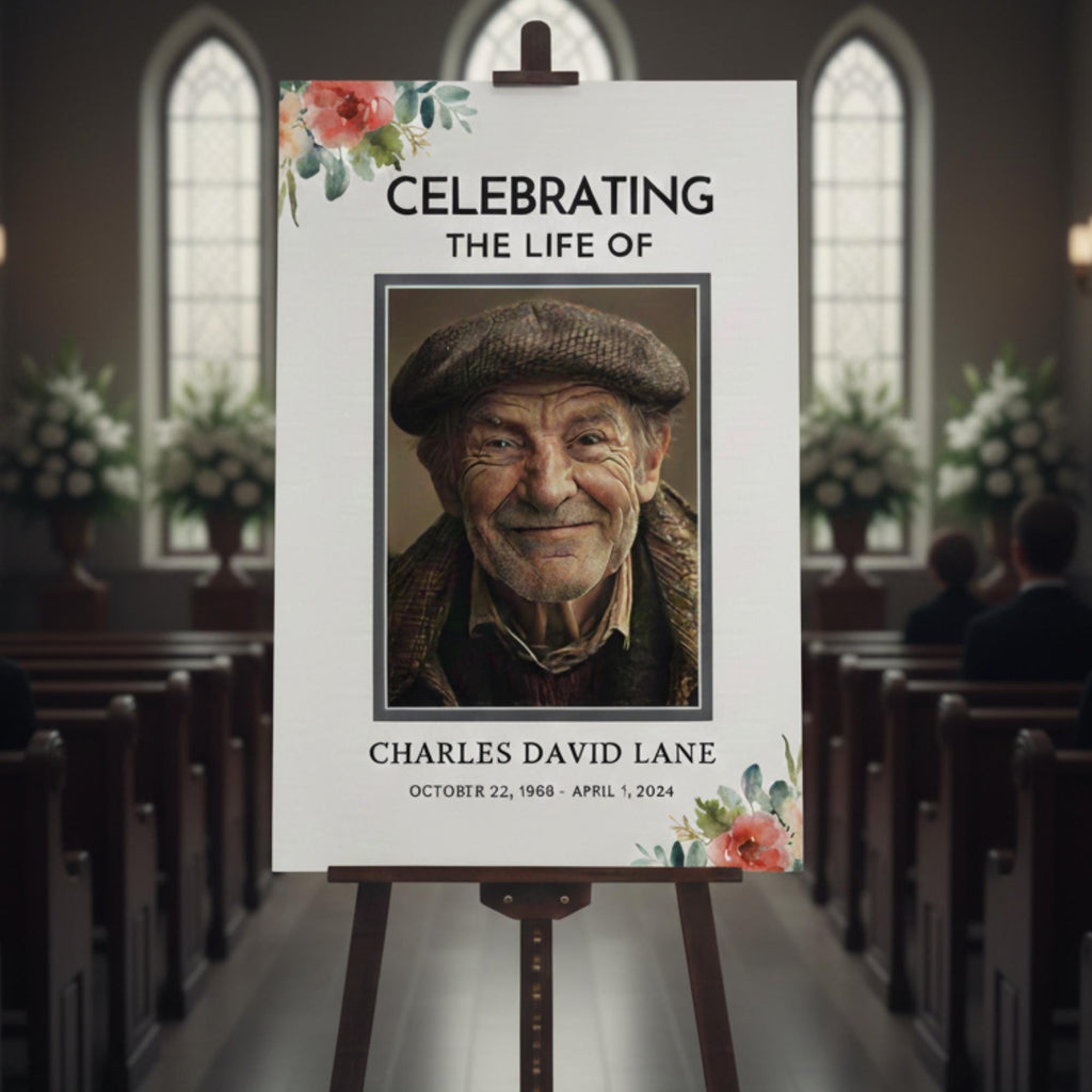 Memorial Funeral Welcome Sign Template, In Loving Memory Template, Editable Celebration of Life Poster, Printable Funeral Remembrance Card - Editable Memorial Canva Template