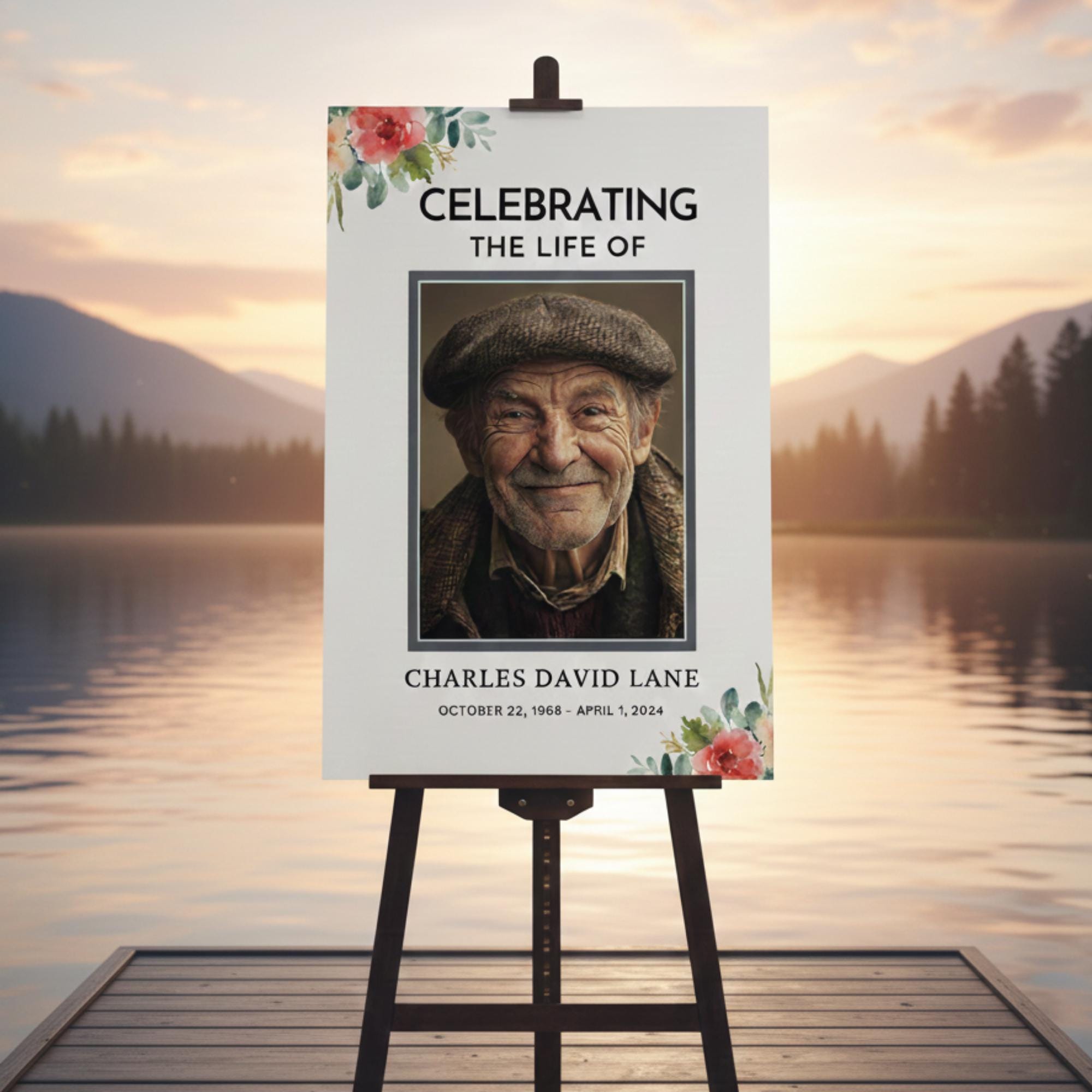 Memorial Funeral Welcome Sign Template, In Loving Memory Template, Editable Celebration of Life Poster, Printable Funeral Remembrance Card - Editable Memorial Canva Template