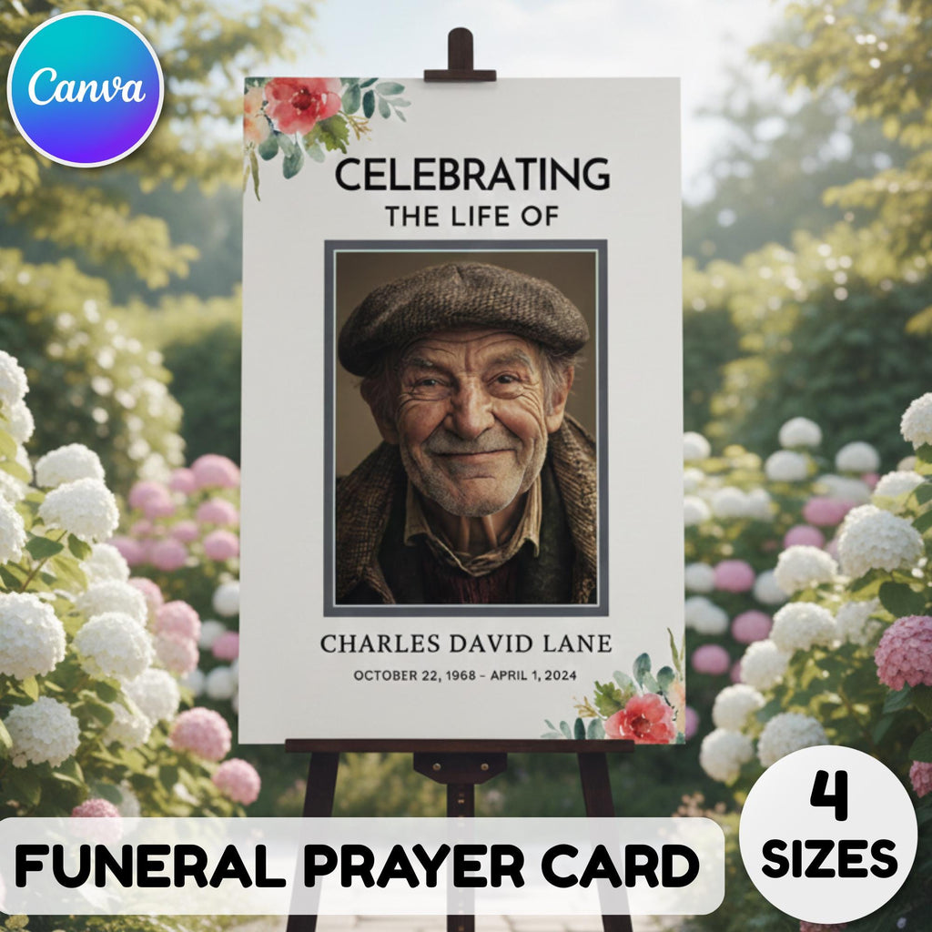 Memorial Funeral Welcome Sign Template, In Loving Memory Template, Editable Celebration of Life Poster, Printable Funeral Remembrance Card - Editable Memorial Canva Template