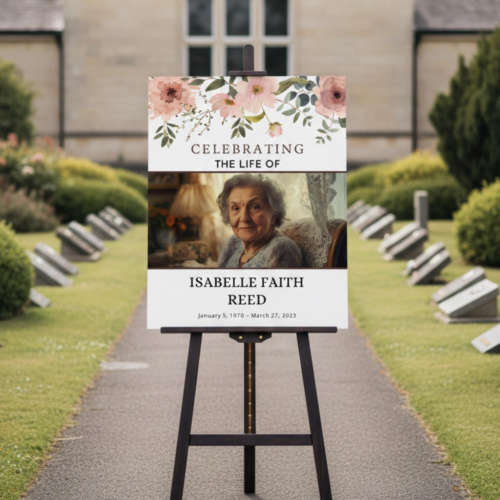 Memorial Funeral Welcome Sign Template, In Loving Memory Template, Editable Celebration of Life Poster, Printable Funeral Remembrance Card - Editable Memorial Canva Template