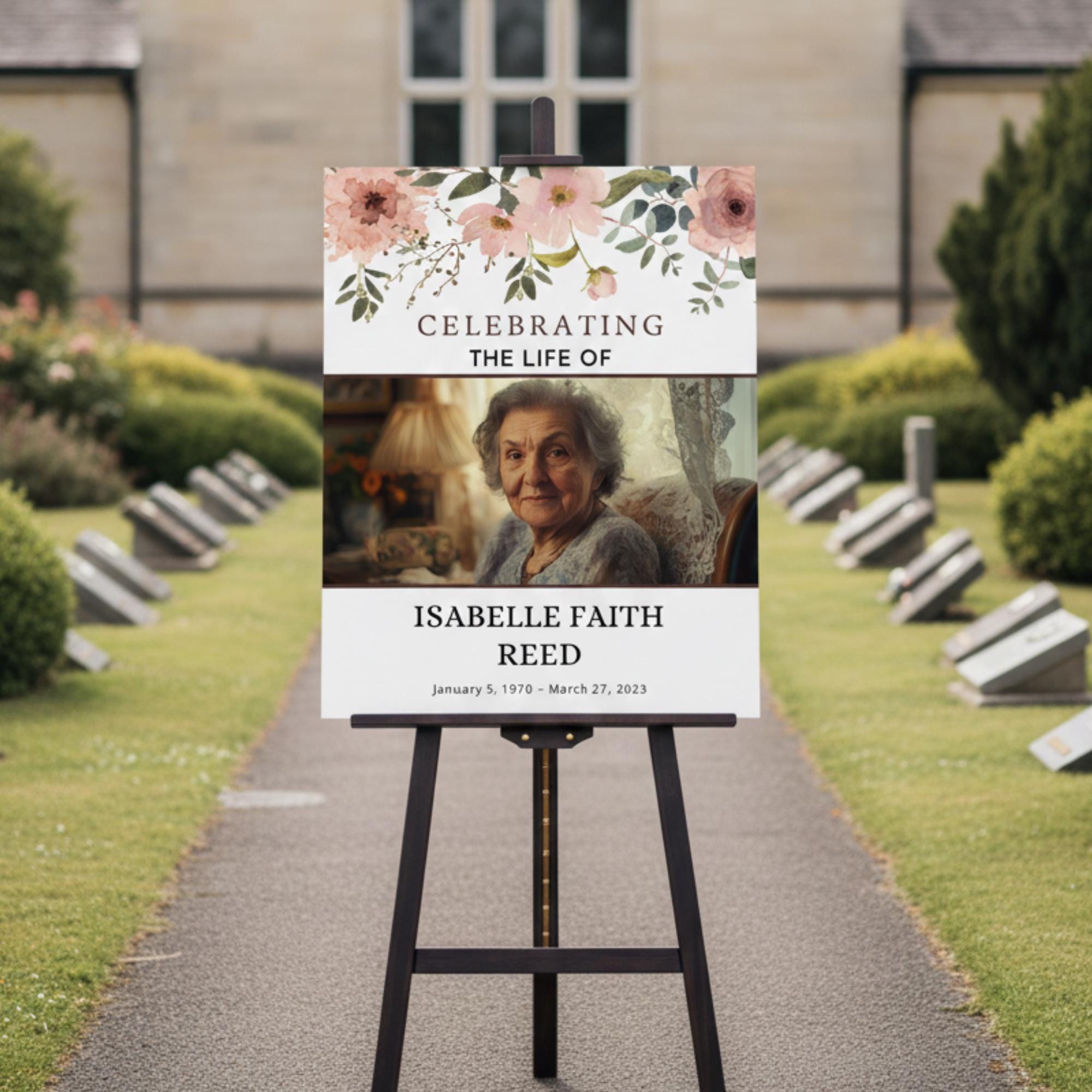 Memorial Funeral Welcome Sign Template, In Loving Memory Template, Editable Celebration of Life Poster, Printable Funeral Remembrance Card - Editable Memorial Canva Template