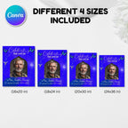 Memorial Blue Funeral Welcome Sign Template, In Loving Memory Template, Editable Celebration of Life Poster, Printable Remembrance Card - Editable Memorial Canva Template