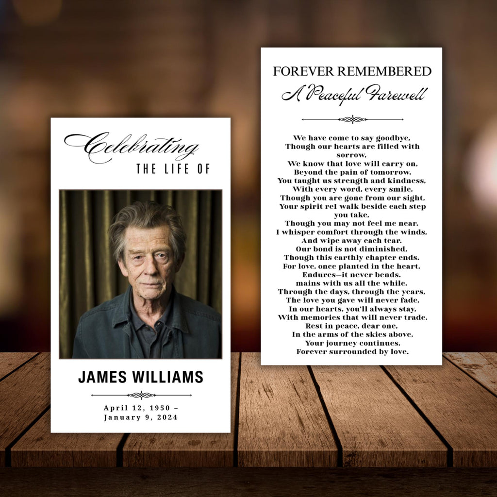 Funeral Prayer Card Canva Editable Template, In Loving Memory Template, Memorial Prayer Card, Printable Funeral Remembrance Card - Editable Memorial Canva Template